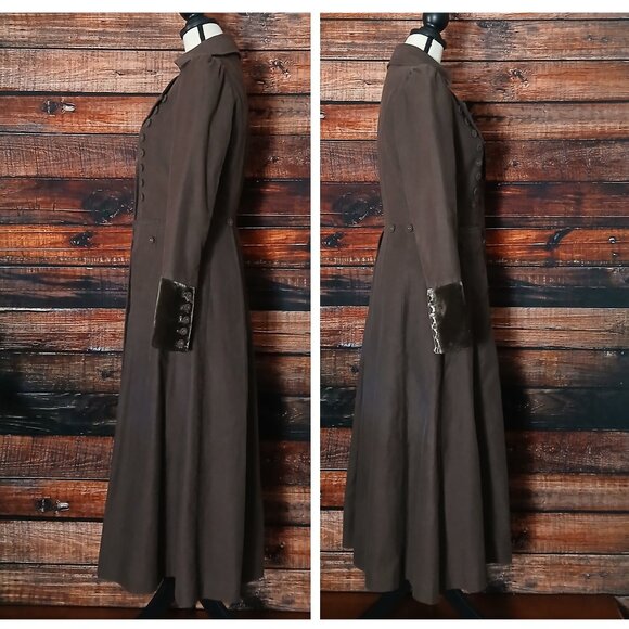 Elevenses Anthropologie Coat Jacket Size 2 Victorian Gothic Skirted Brown - Picture 4 of 9